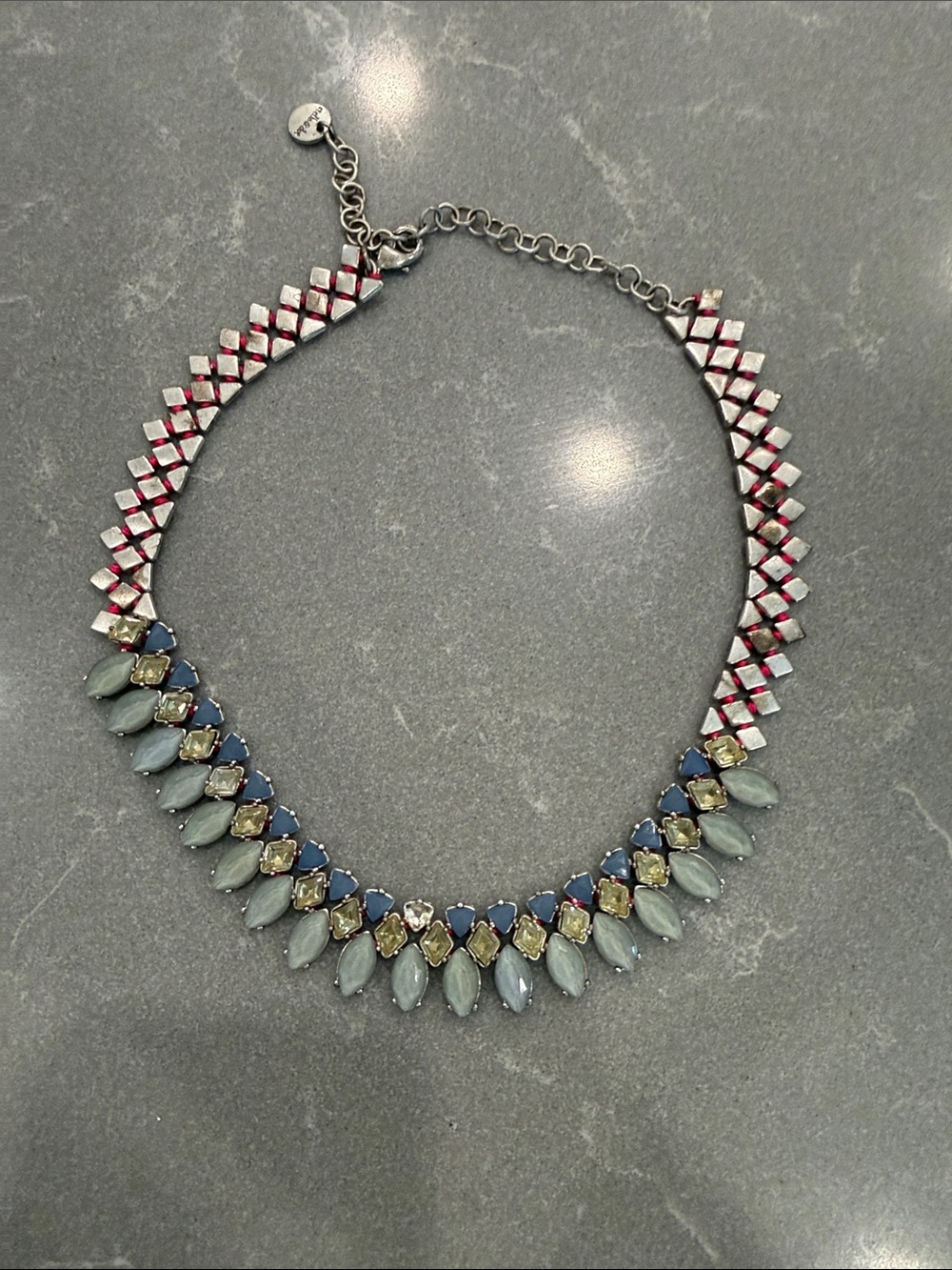 Stella & Dot Blue, Pale Green & Gold Statement Necklace